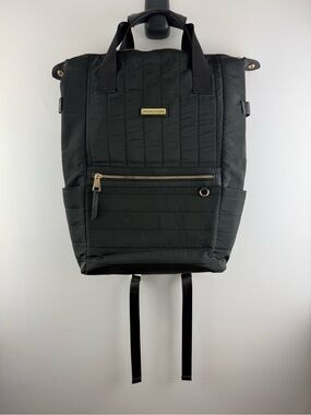 Adrienne Vittadini Quilted Black Laptop Backpack Tote